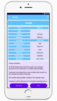 Afghan data-net bundle android App screenshot 0